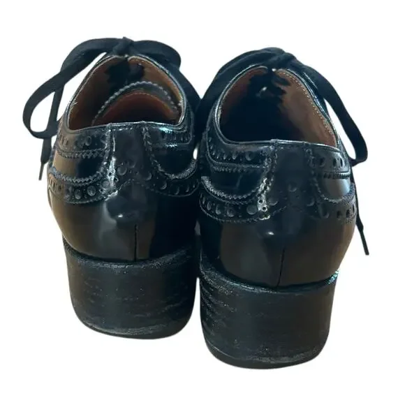 Church’s Black Leather Wingtip Oxford Shoes Women EU 38 Made England - - Picture 6 of 6